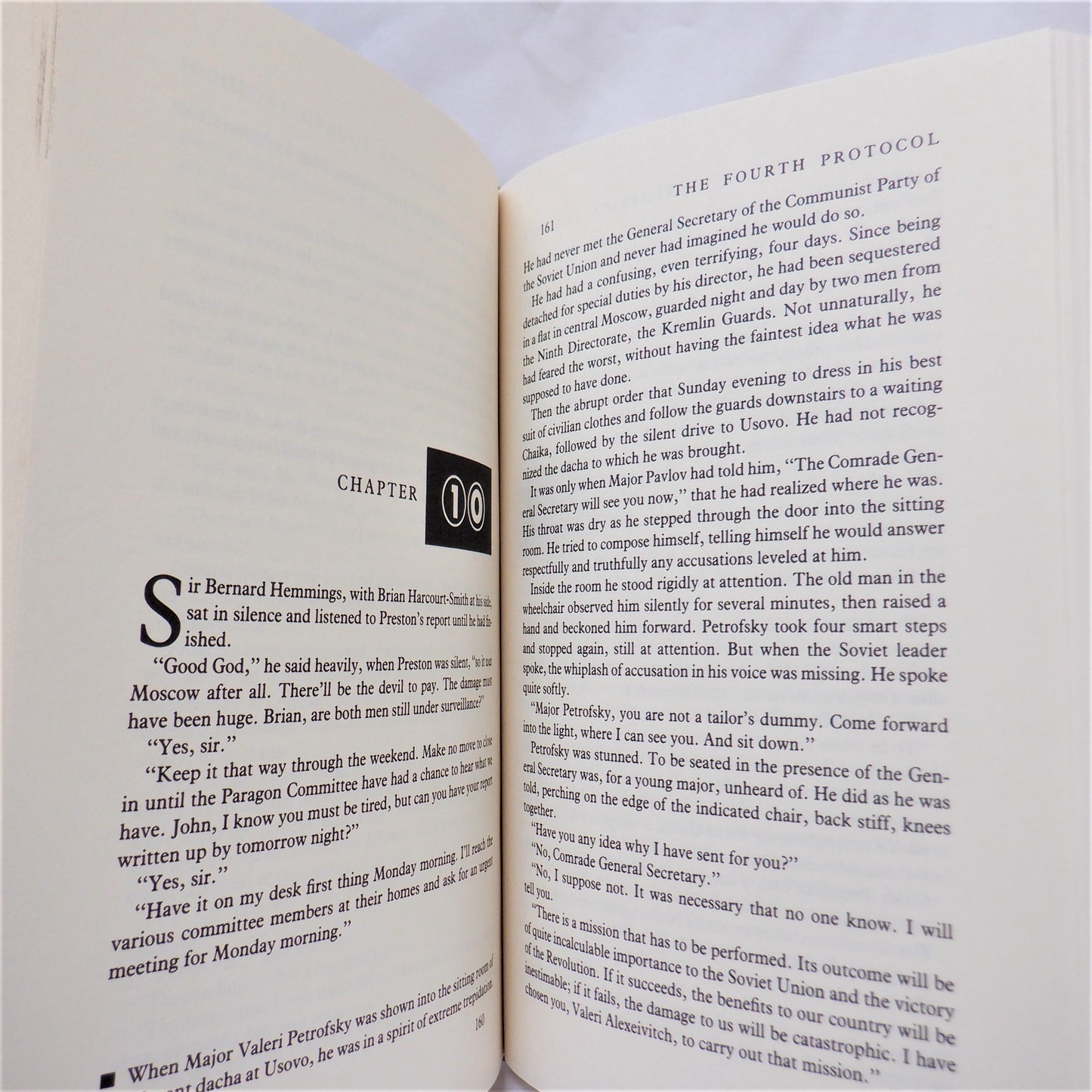 THE FOURTH PROTOCOL, A Novel by Frederick Forsyth (1984 1st Ed.)