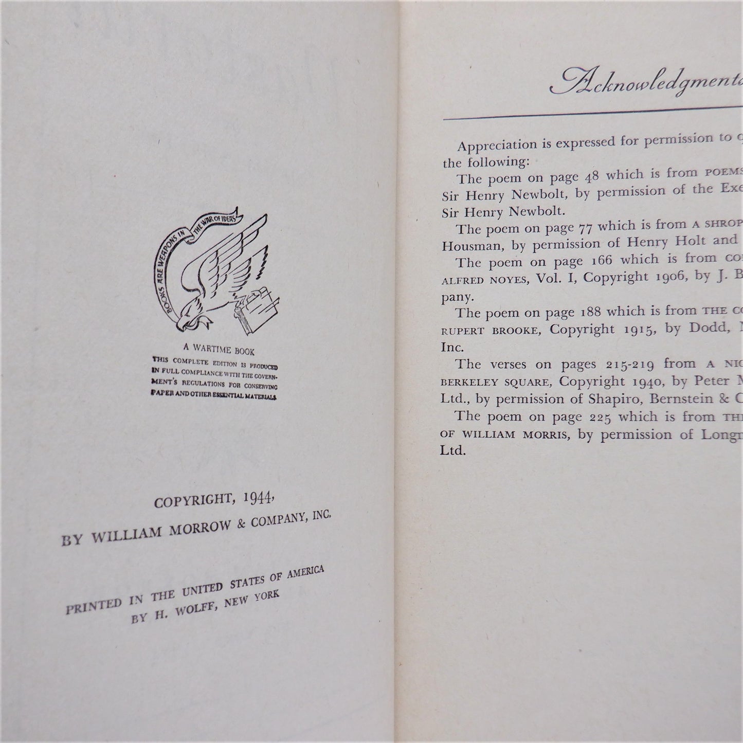 PASTORAL, A Novel by Nevil Shute (1944 1st Ed.)