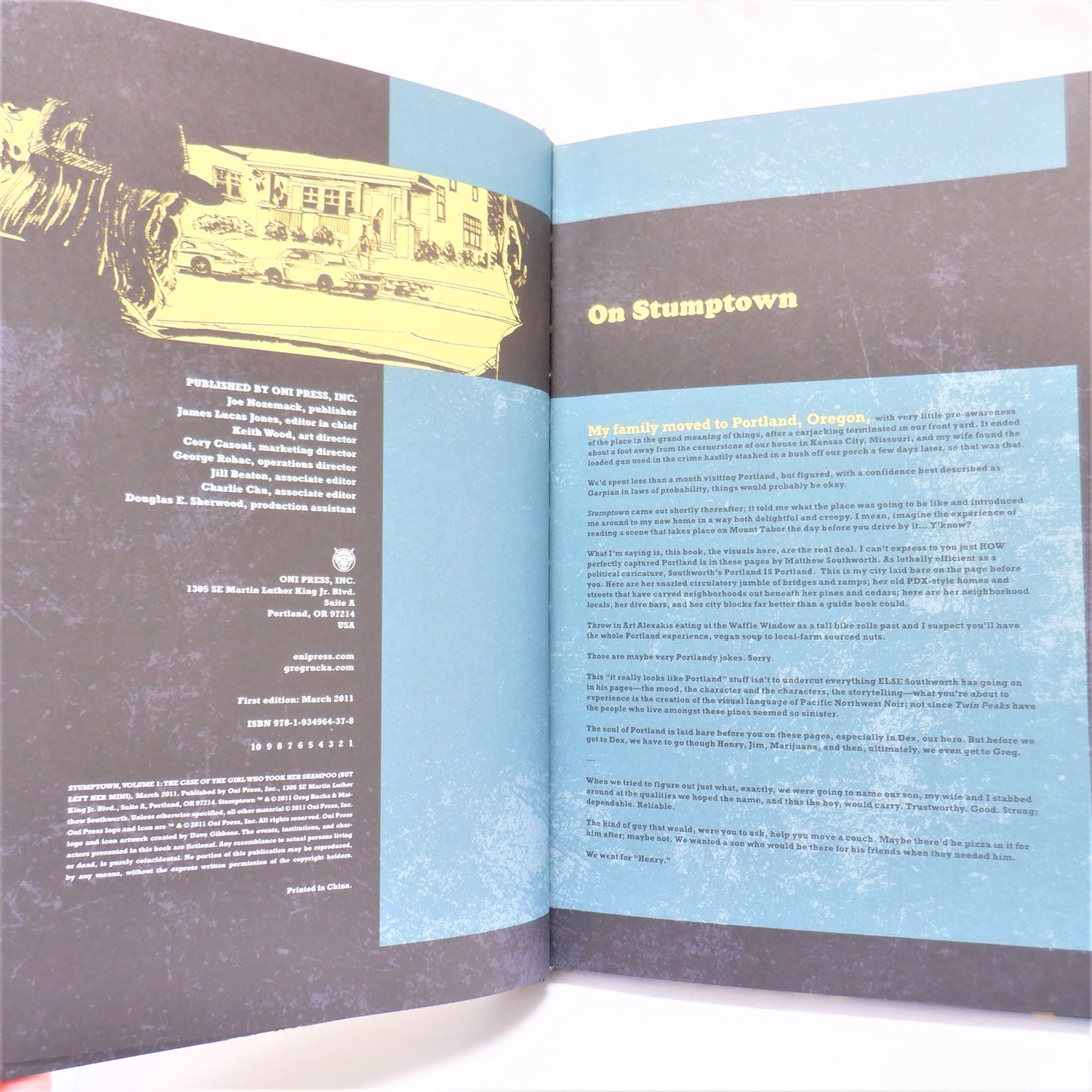 STUMPTOWN VOLUME ONE, The Case of the Girl Who Took her Shampoo, by Greg Rucka (2011 1st Ed.)