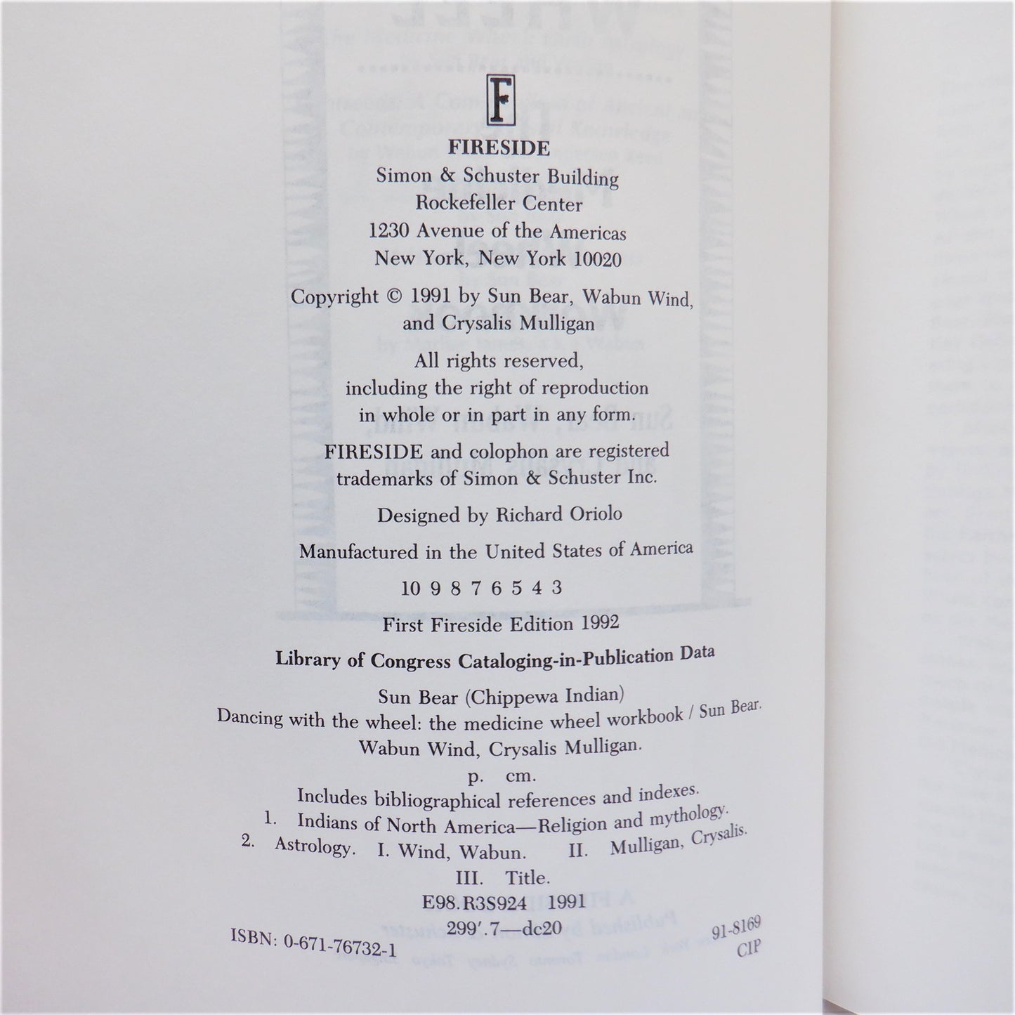 DANCING WITH THE WHEEL, The Medicine Wheel Workbook, by Sun Bear, Wabun Wind, and Crysalis Mulligan, 1992