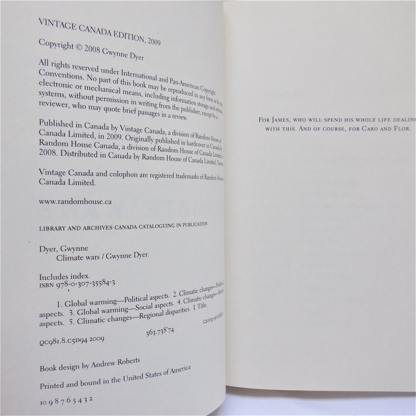 CLIMATE WARS, by Gwynne Dyer, (1st VC Ed. 2009)