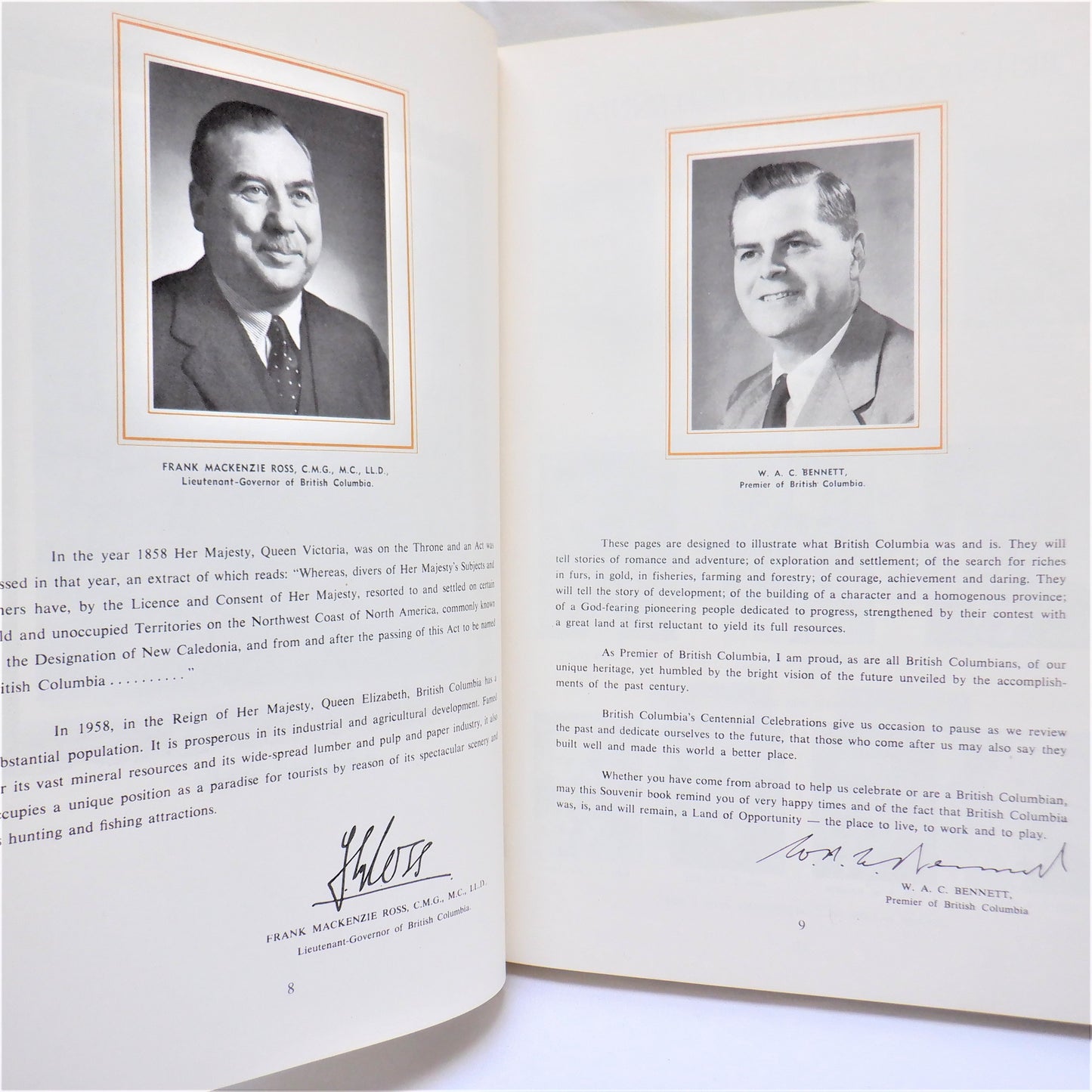 BRITISH COLUMBIA OFFICIAL CENTENNIAL RECORD 1858-1958, A Century To Celebrate (1957 1st Ed.)