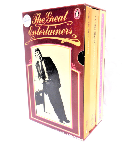 THE GREAT ENTERTAINERS! A 3-Book Boxed Edition on Charles Chaplin, Noel Coward, & Peter Ustinov, 1979