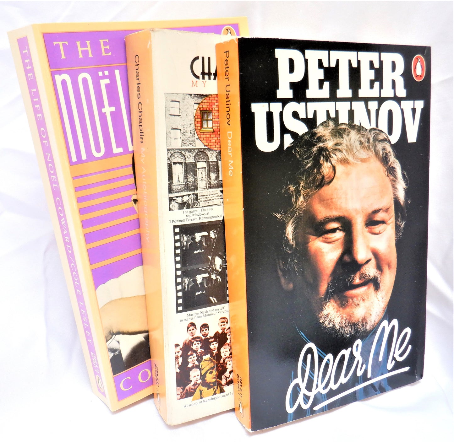 THE GREAT ENTERTAINERS! A 3-Book Boxed Edition on Charles Chaplin, Noel Coward, & Peter Ustinov, 1979