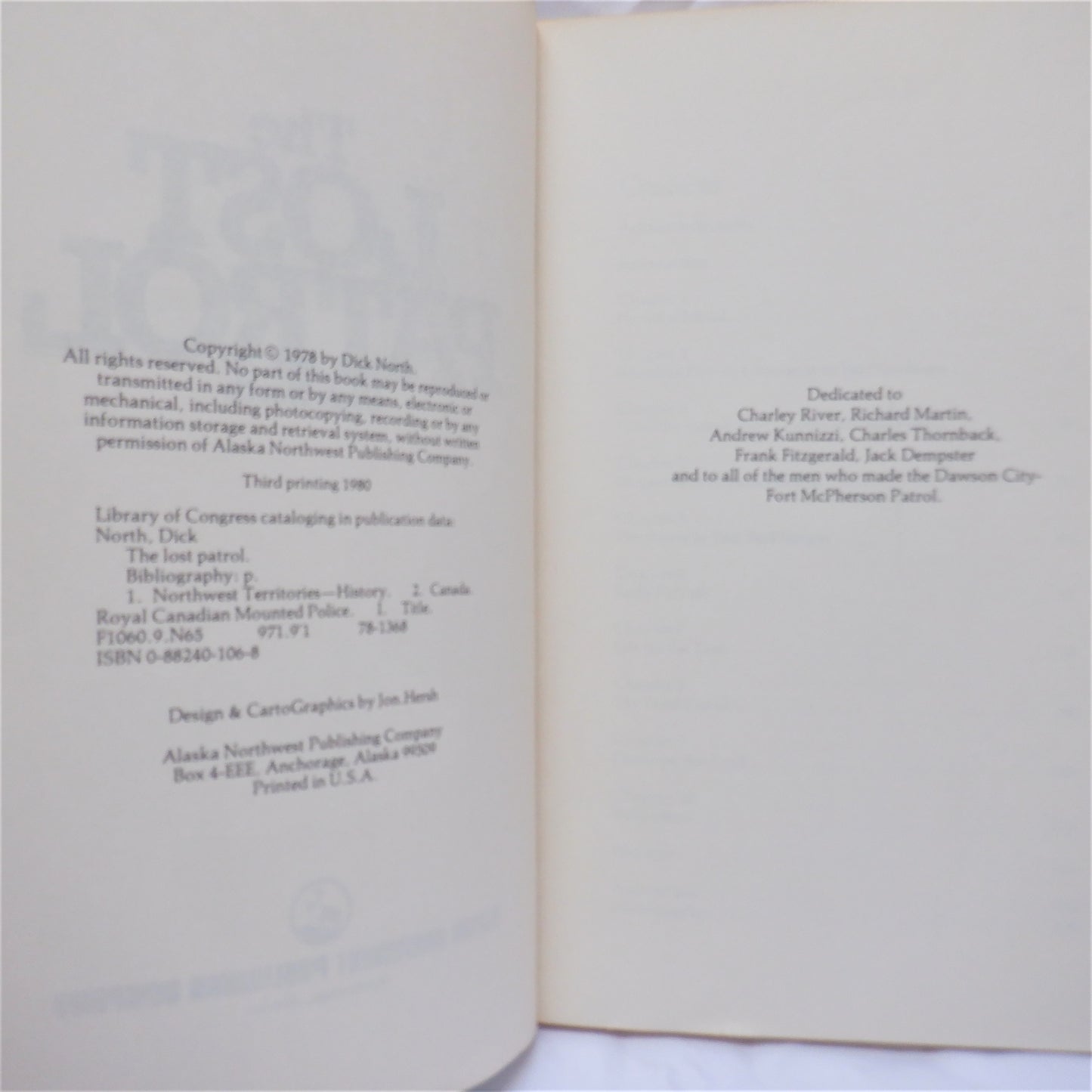 THE LOST PATROL, A Classic Canadian Adventure by Dick North, 1980