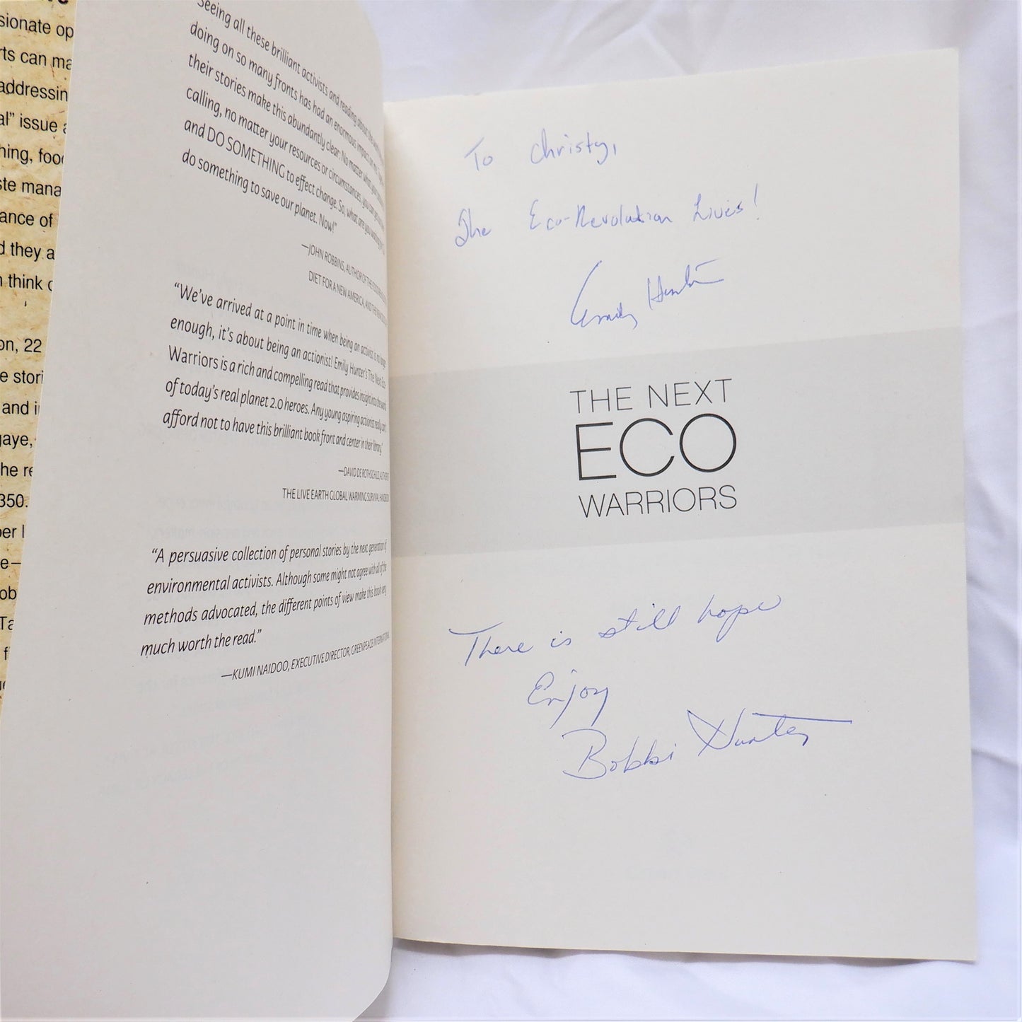 THE NEXT ECO WARRIORS, 22 Young Women and Men Who Are Saving The Planet, by Emily Hunter (1st Ed. SIGNED)