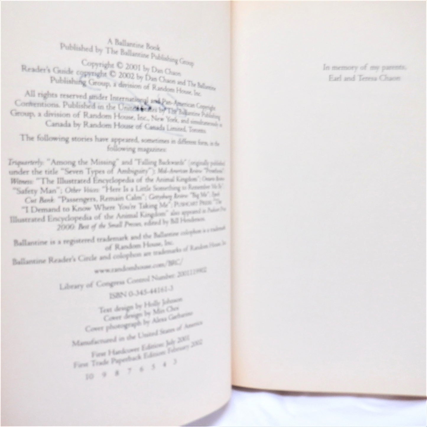 AMONG THE MISSING, A Short Stories Collection by Dan Chaon (1st Ed. SIGNED)