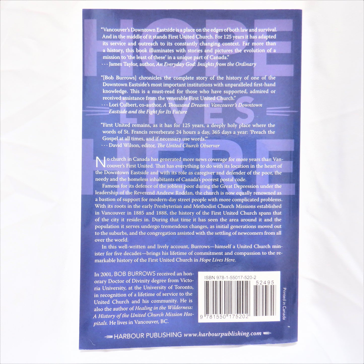 HOPE LIVES HERE, A History of Vancouver's First United Church, by Bob Burrows (1st Ed. SIGNED)
