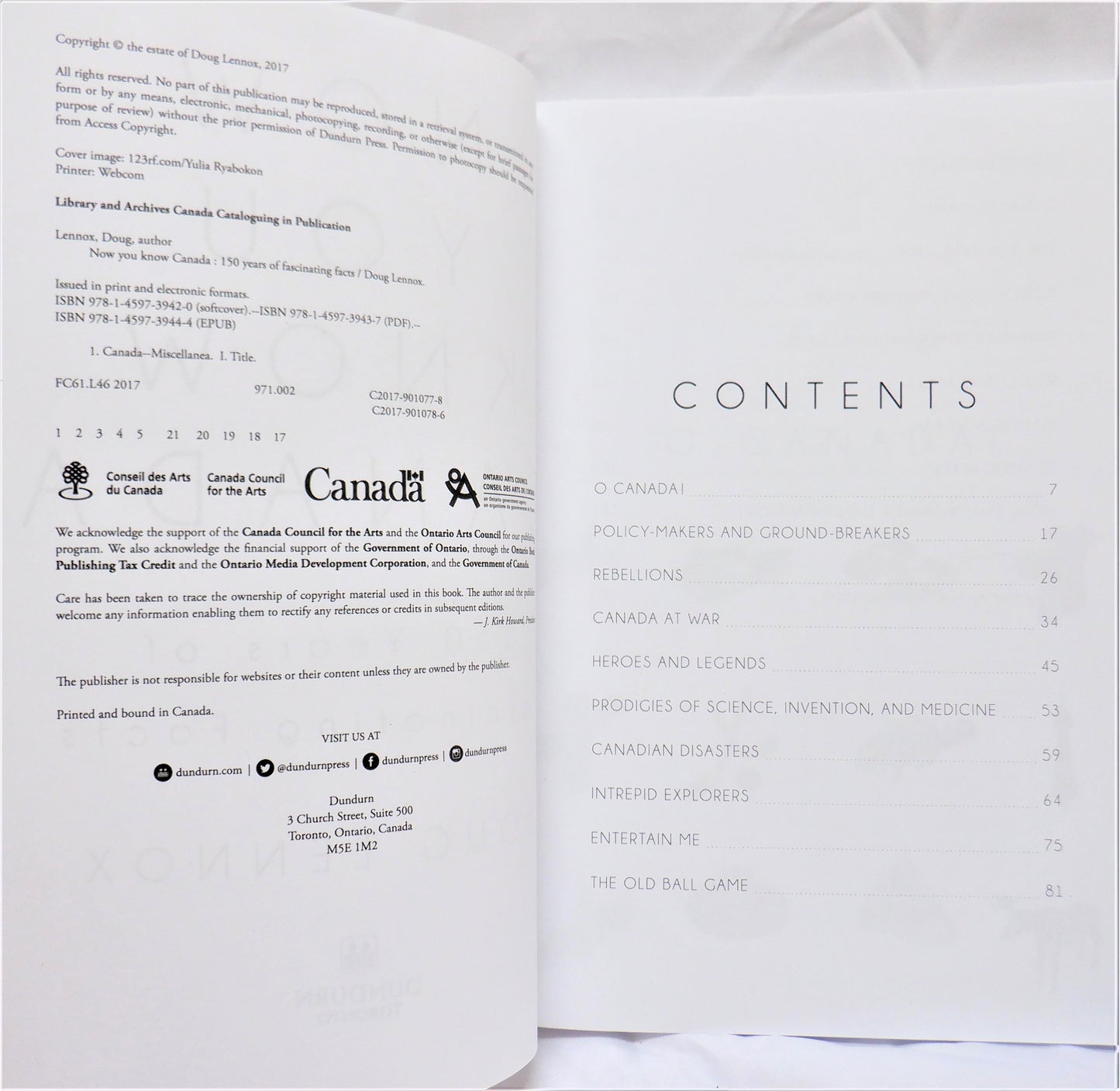 NOW YOU KNOW CANADA, 150 Years of Fascinating Facts, by Doug Lennox (2017 1st Ed.)