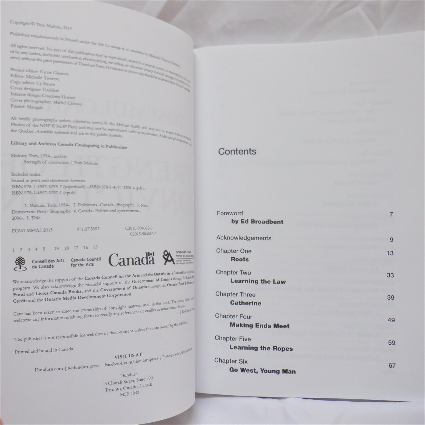 STRENGTH OF CONVICTION, by Tom Mulcair (2015 1st Ed.)