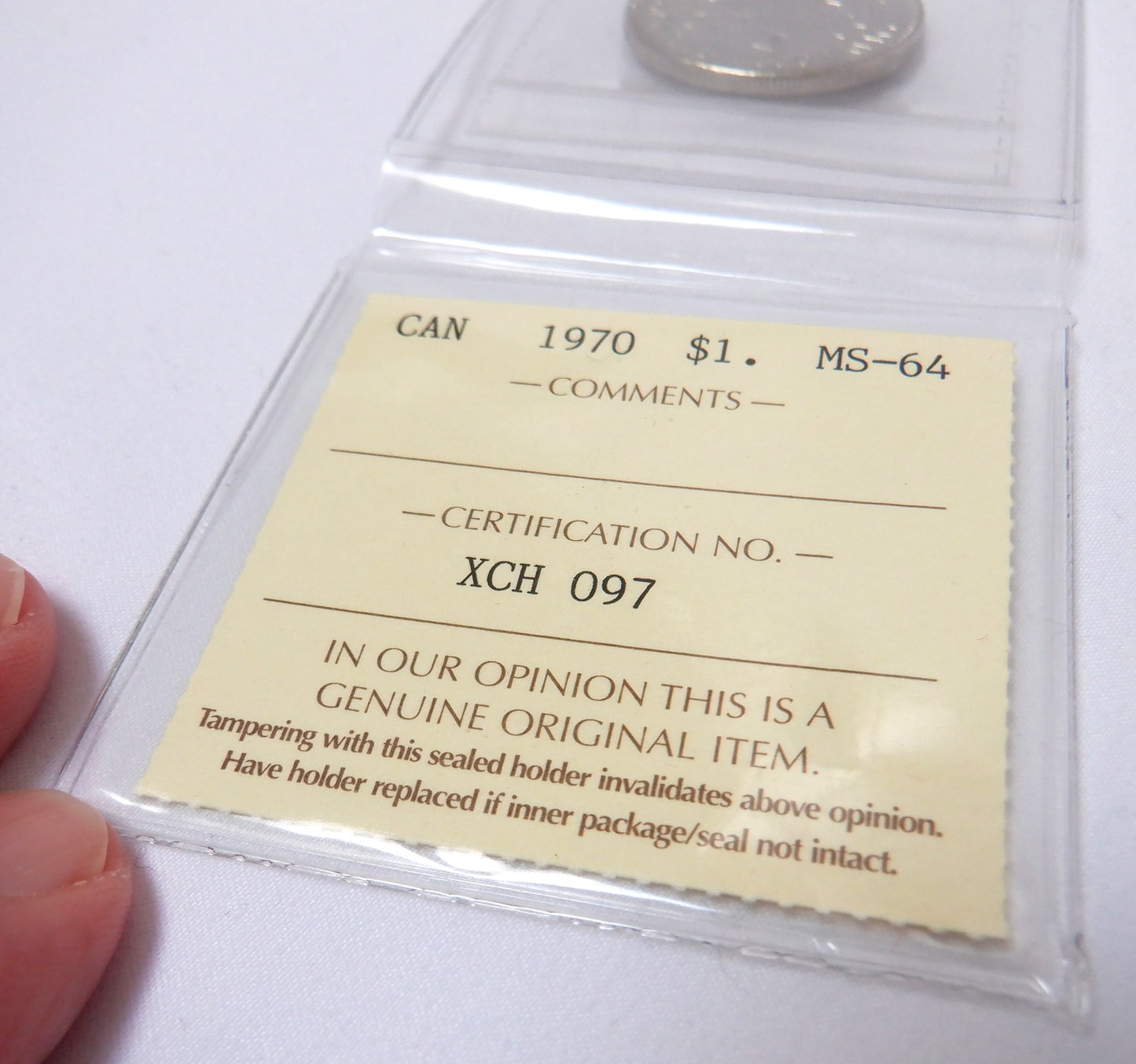 1970 Canadian $1 Coin, MS-64 Graded by ICCS, Celebrating Manitoba Centennial 1870-1970