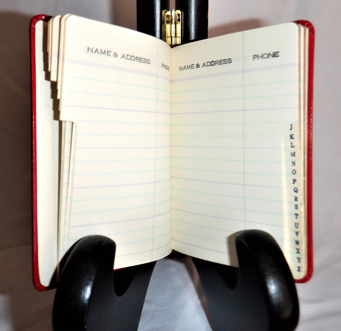 Vintage Mini Pocket Address Book in Red Vinyl with Index, Made in Japan, 1950's