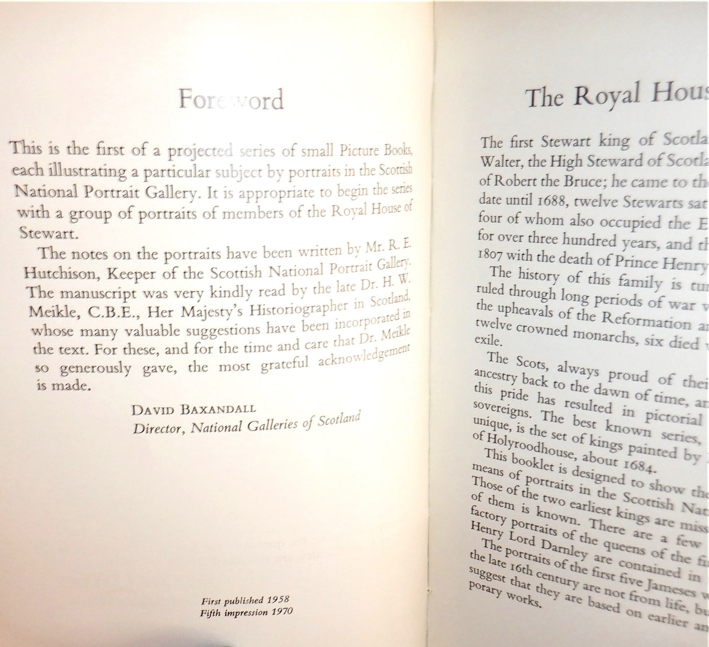 THE ROYAL HOUSE OF STEWART: A Small Picture Booklet by the Scottish National Portrait Gallery, 1970
