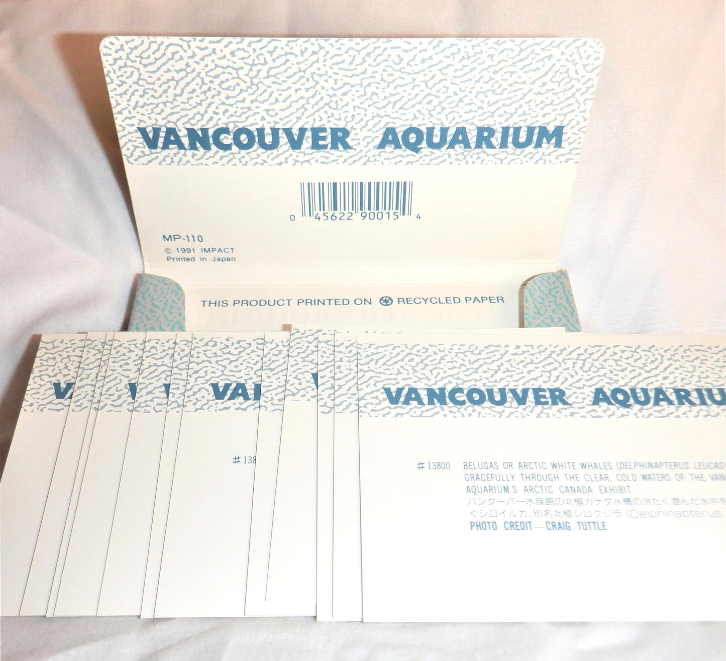 VANCOUVER AQUARIUM, British Columbia, Canada: 12-Real Animal Photograph Vintage Souvenir Set, Made in JAPAN, 1991