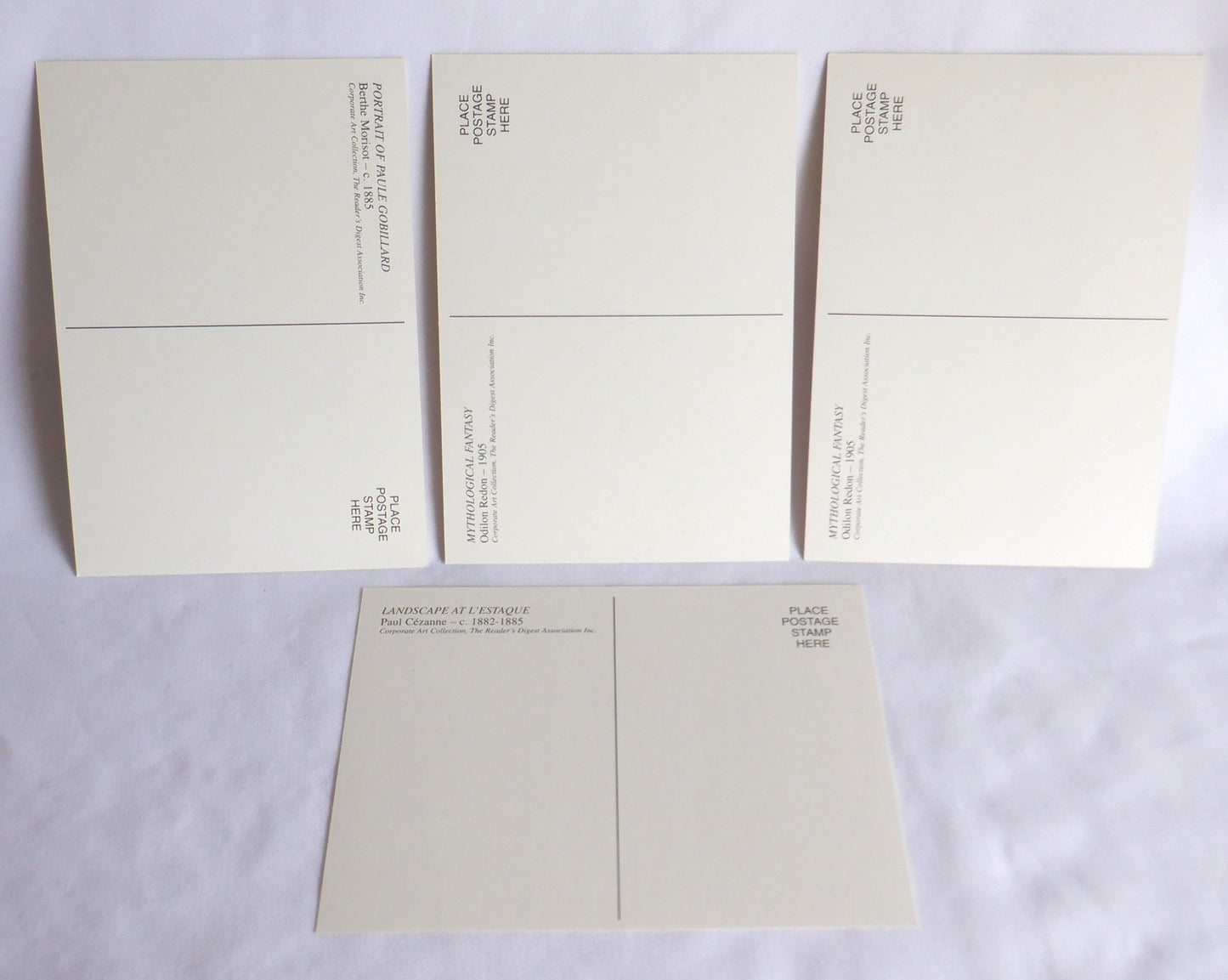 POSTCARD, Set of 3, Vintage Reader's Digest Corporate Art Collection: REDON, MORISOT, CEZANNE