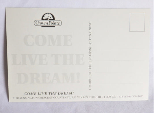 POSTCARD, Set of 1, Vintage Postcard Scene of "Crown Pointe" in Crown Isle Residential Neighbourhood, Comox Valley, BC CANADA