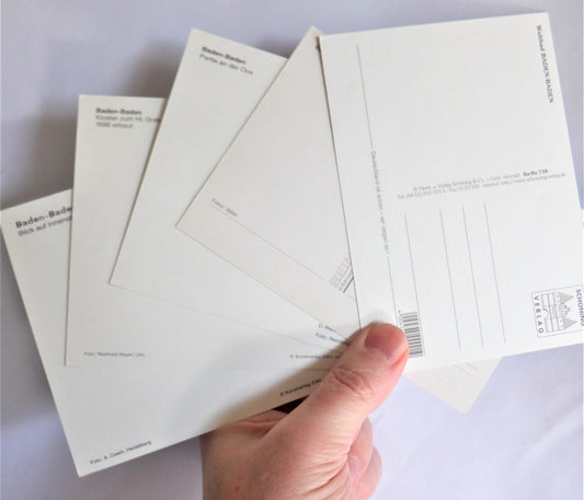 POSTCARD, Set of 5, Beautiful Vintage Colour Postcards of Baden-Baden Scenes, GERMANY