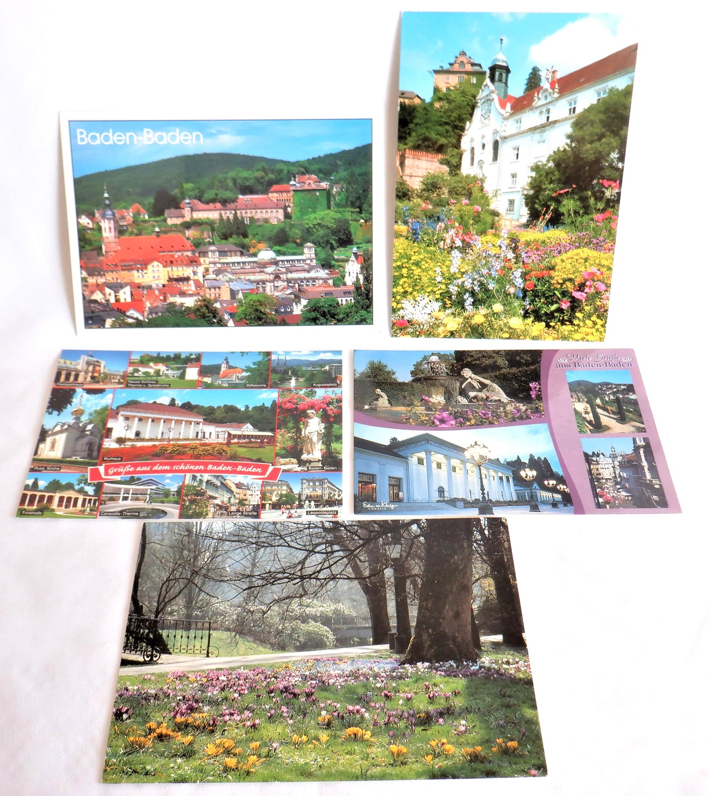 POSTCARD, Set of 5, Beautiful Vintage Colour Postcards of Baden-Baden Scenes, GERMANY
