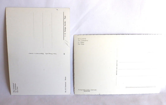 POSTCARD, Set of 2, RARE Vintage Black & White Photo Postcards of The Milano & Siena Cathedrals, ITALY