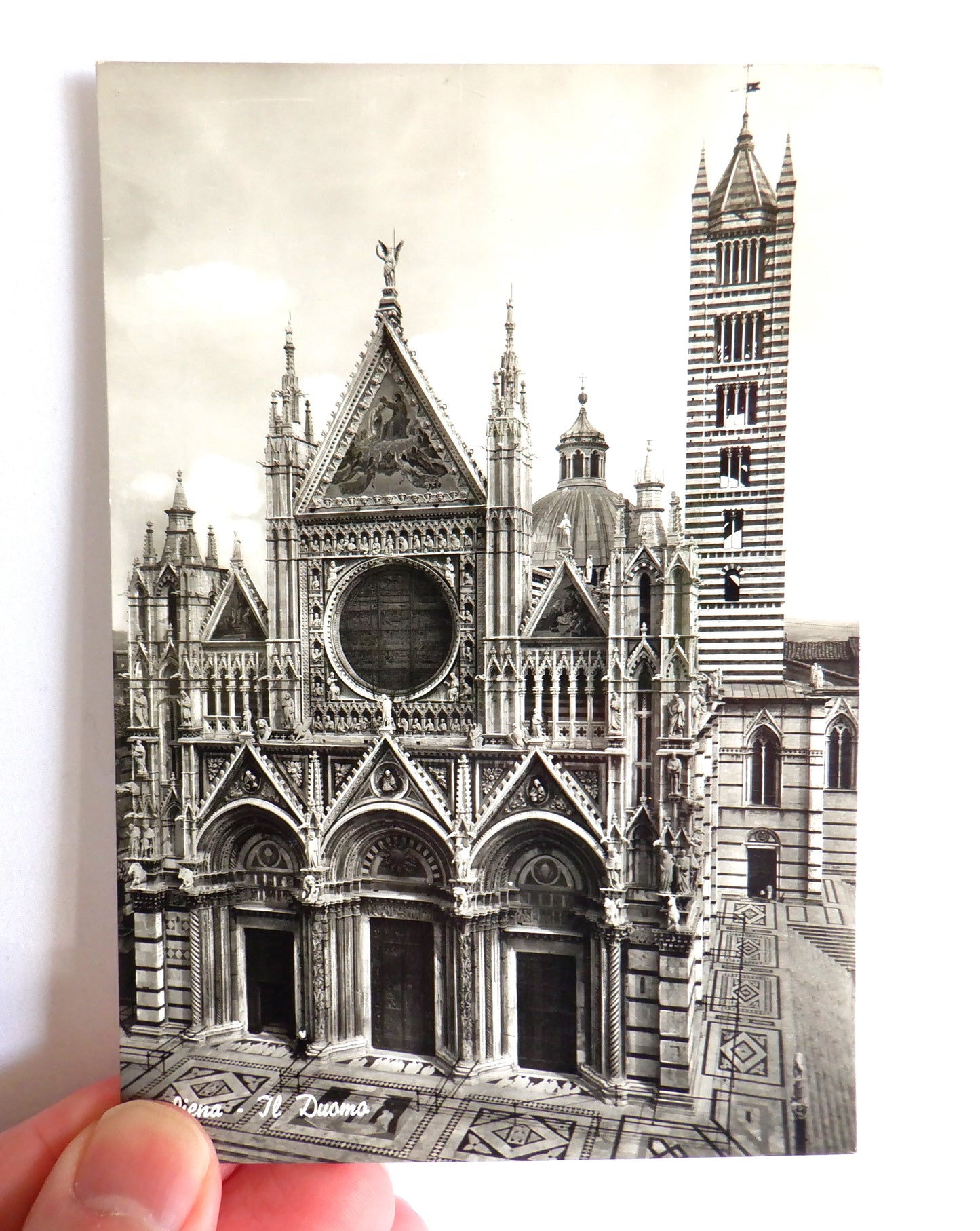 POSTCARD, Set of 2, RARE Vintage Black & White Photo Postcards of The Milano & Siena Cathedrals, ITALY