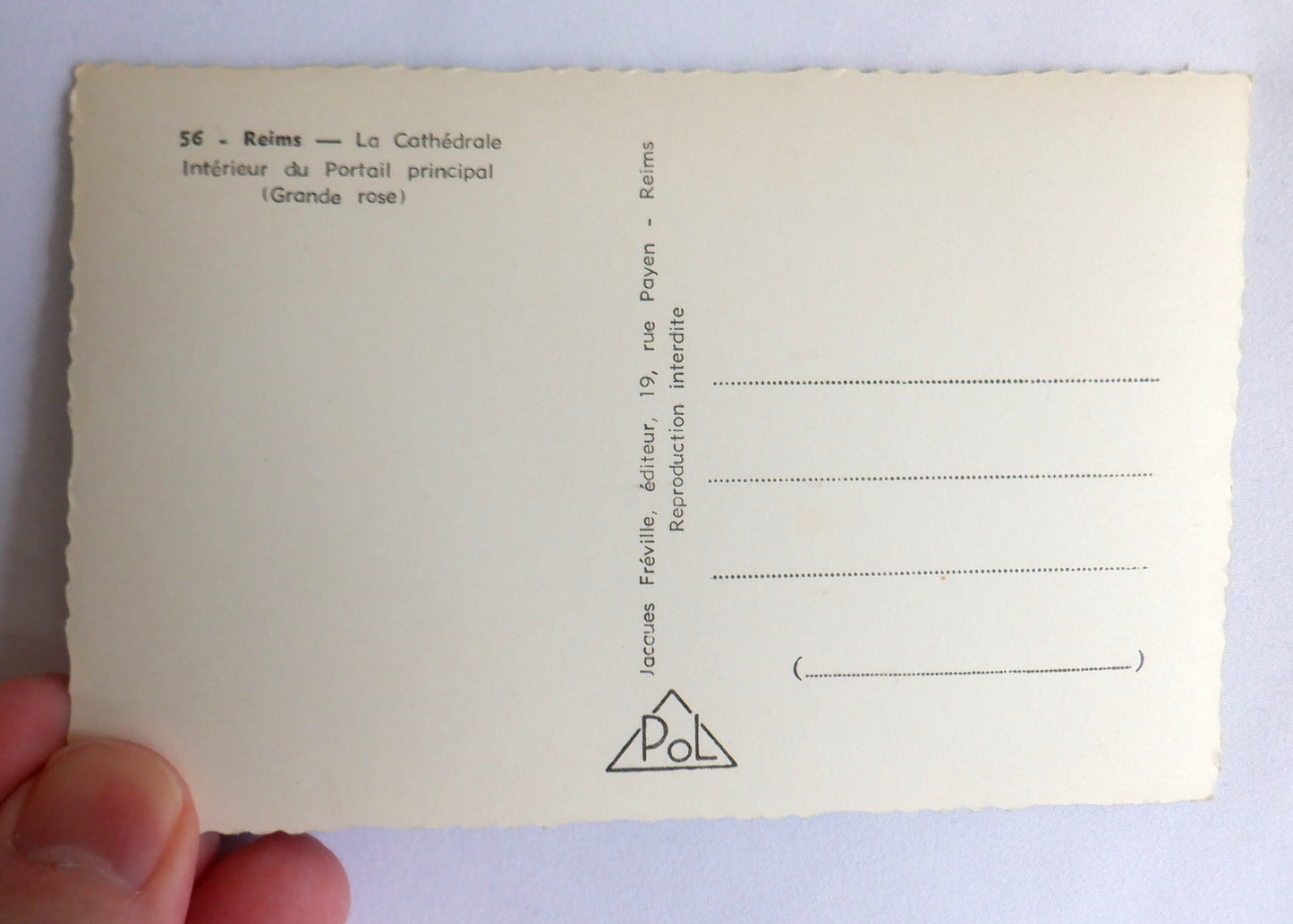 POSTCARD, Set of 2, Vintage Interior and Exterior Postcard Vies of the Reims Cathedral, FRANCE