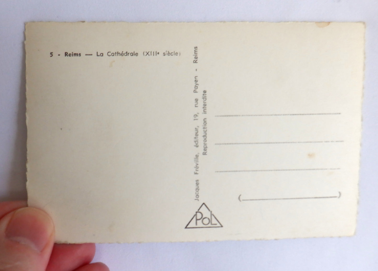POSTCARD, Set of 2, Vintage Interior and Exterior Postcard Vies of the Reims Cathedral, FRANCE