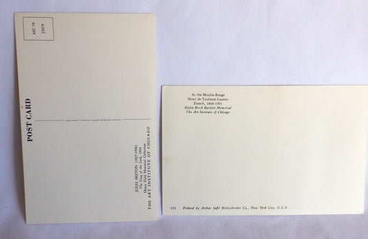 POSTCARD, Set of 2, JULES BRETON & TOULOUSE-LAUTREC Vintage Postcards from The Art Institute of Chicago, USA
