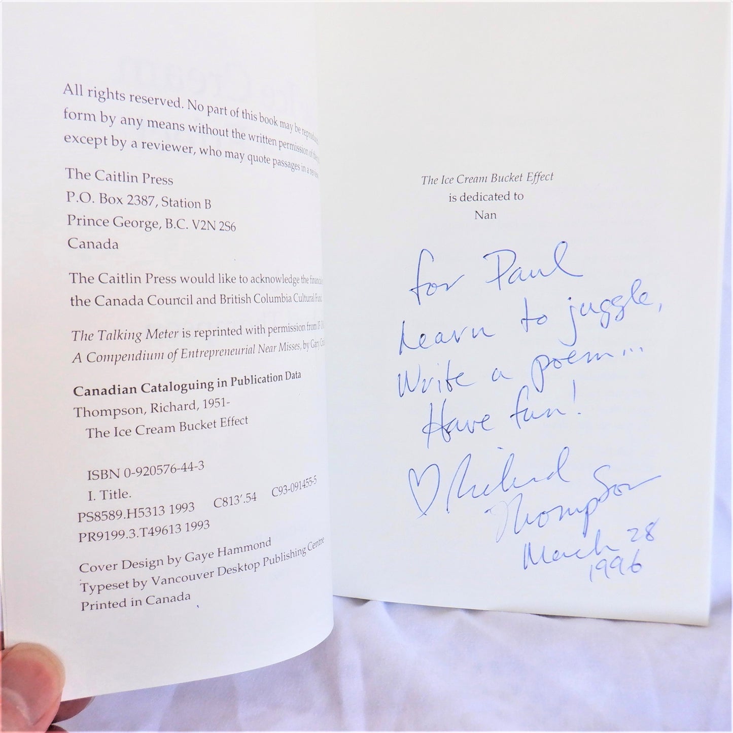 THE ICE CREAM BUCKET EFFECT, Prairie Tales by Richard Thompson (1st Ed. SIGNED)