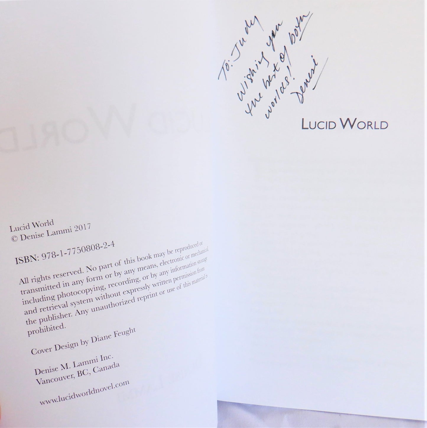 LUCID WORLD, A New-Age Young Adult Science-Fiction Book, by Denise Lammi (1st Ed. SIGNED)