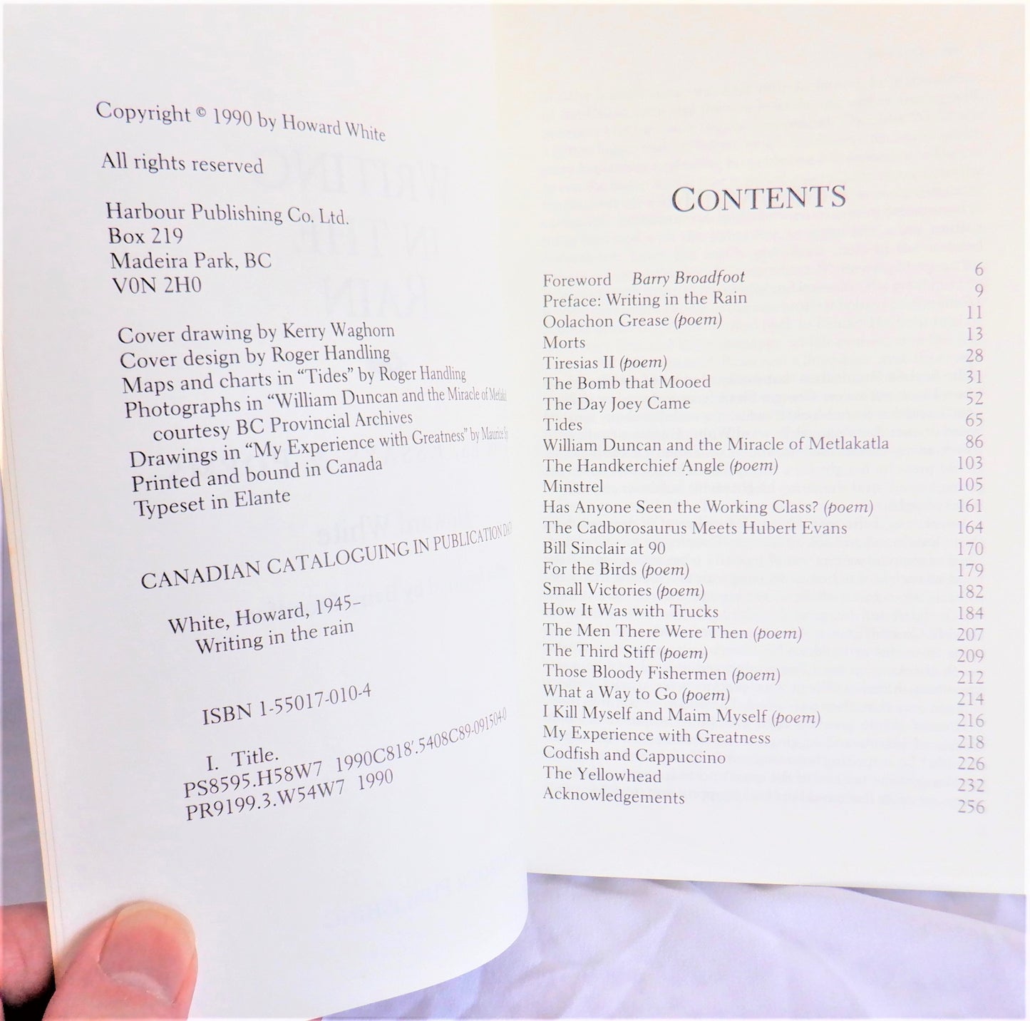WRITING IN THE RAIN, Award-Winning Short Stories by Howard White (1st Ed. SIGNED)