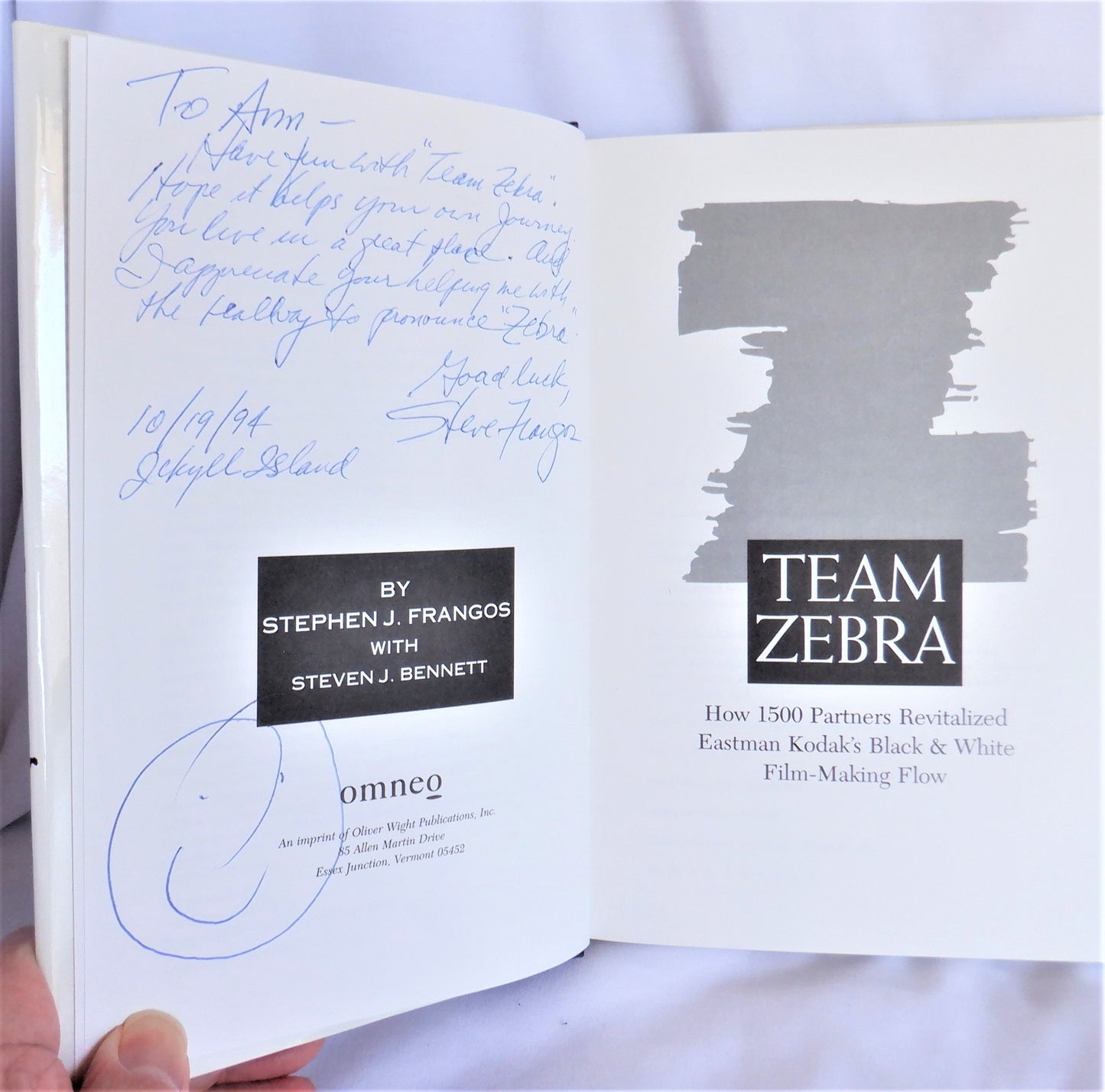 TEAM ZEBRA, How 1500 Partners Revitalized Eastman Kodak's Black & White Film-Making Flow, by Stephen J. Frangos with Steven J. Bennett (1st Ed. SIGNED)