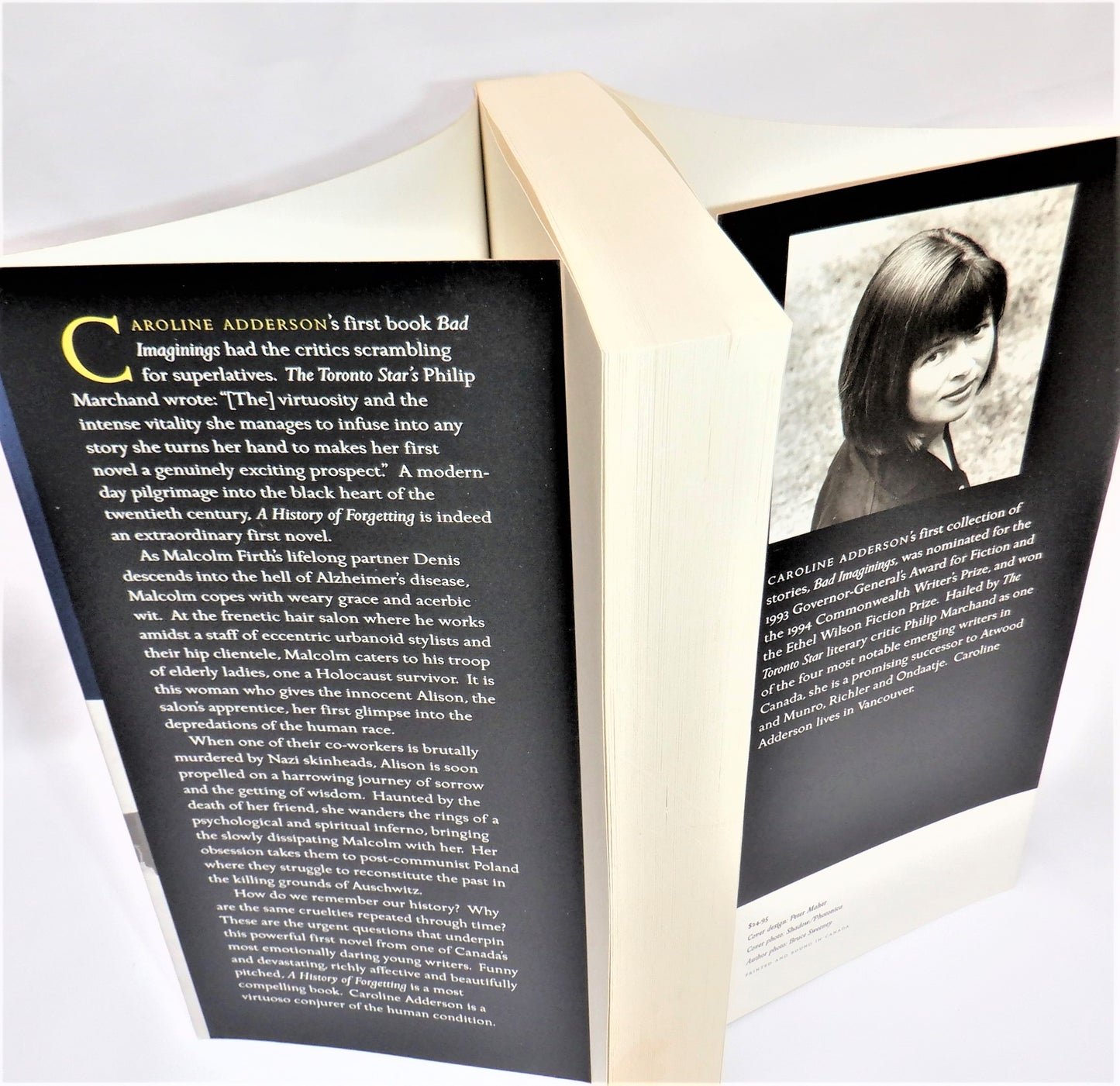 A HISTORY OF FORGETTING, A Novel by Caroline Adderson (1st Ed. SIGNED)