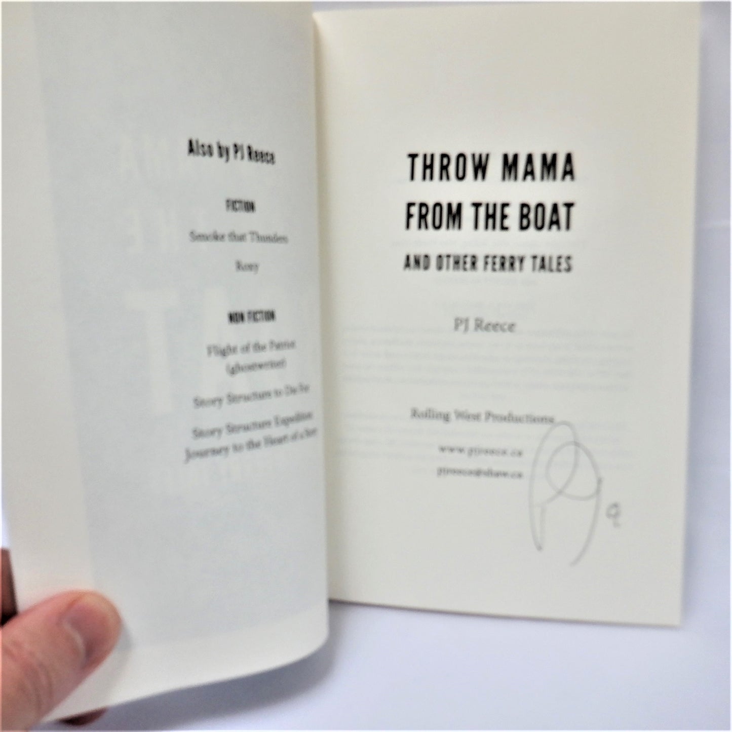 THROW MAMA FROM THE BOAT and OTHER FERRY TALES, Short Stories by P.J. Reece (1st Ed. SIGNED)