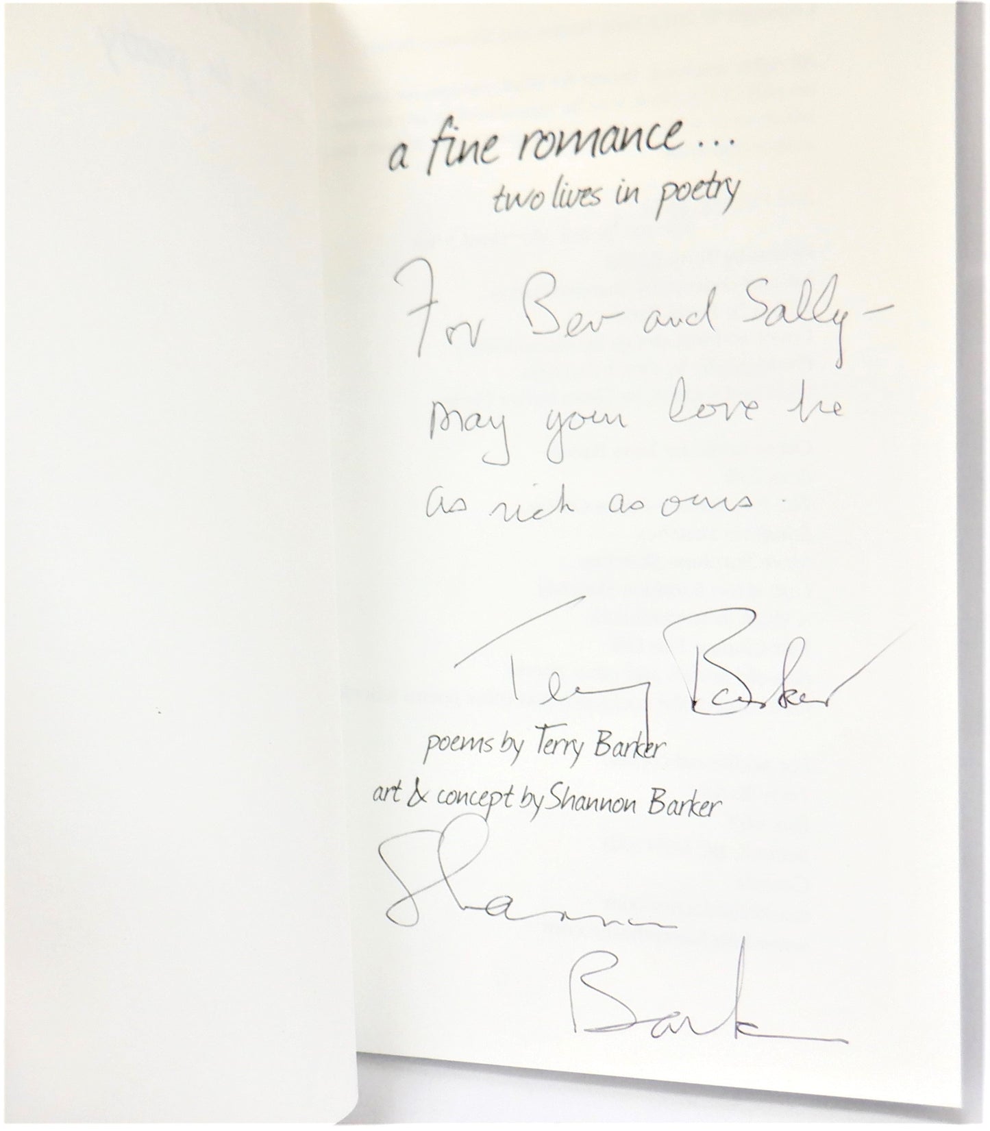 A FINE ROMANCE, TWO LIVES IN POETRY, Poems by Terry Barker & Art by Shannon Barker (1st Ed. SIGNED)