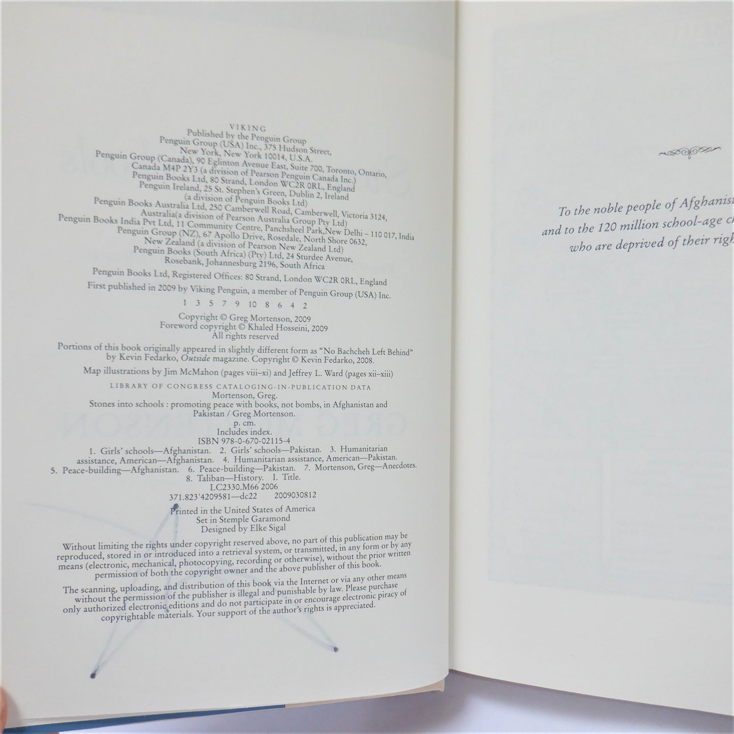 STONES INTO SCHOOLS, Promoting Peace With Books, Not Bombs, by Greg Mortenson (1st Ed. SIGNED)