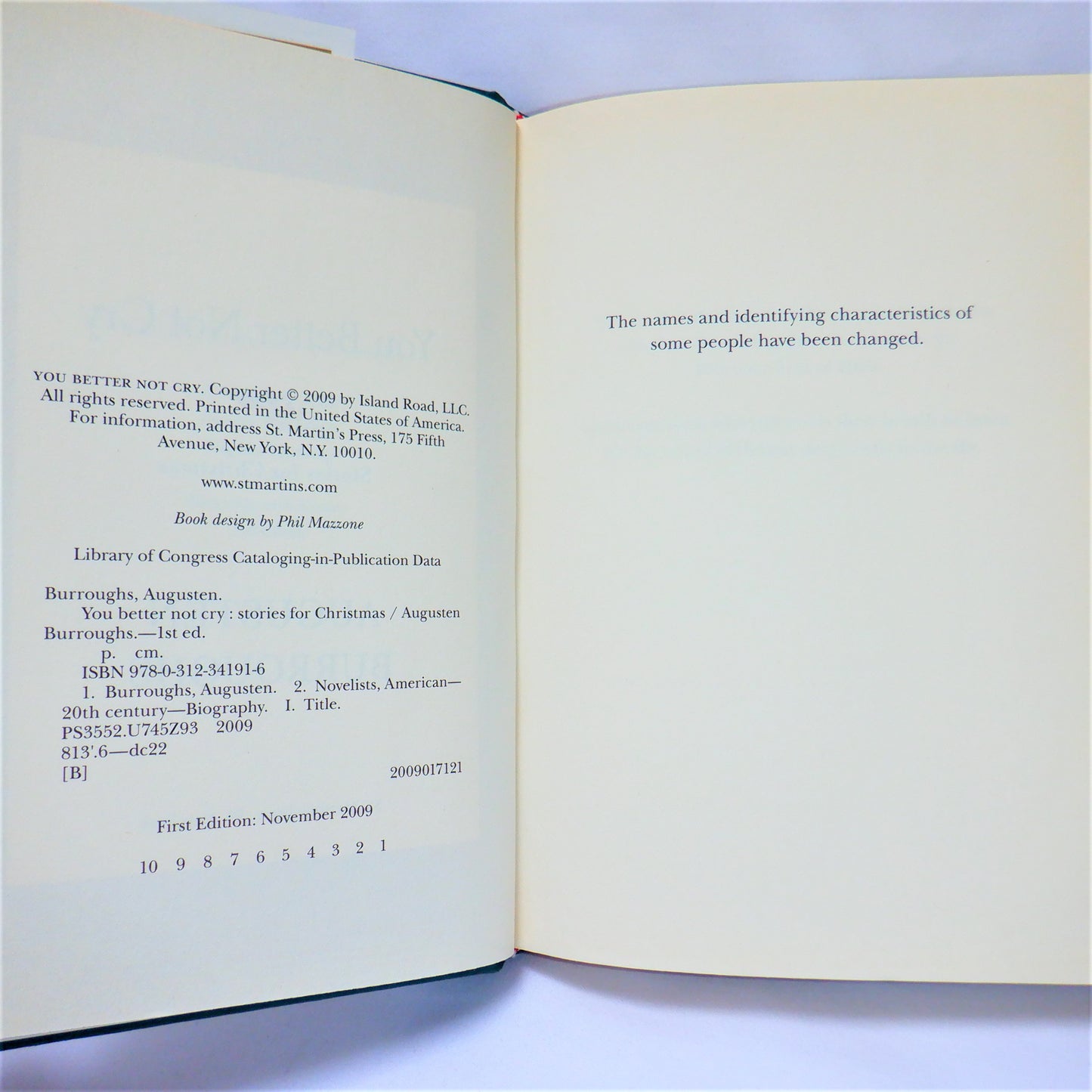 YOU BETTER NOT CRY…Stories for Christmas, by Augusten Burroughs (2009 1st Ed.)