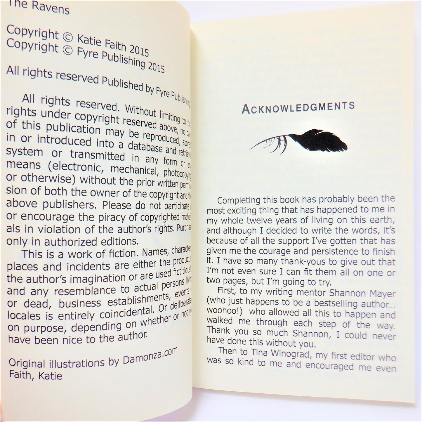 THE RAVENS, The Debut Urban Fantasy Young Readers Novel, by Katie Faith (1st Ed. SIGNED)