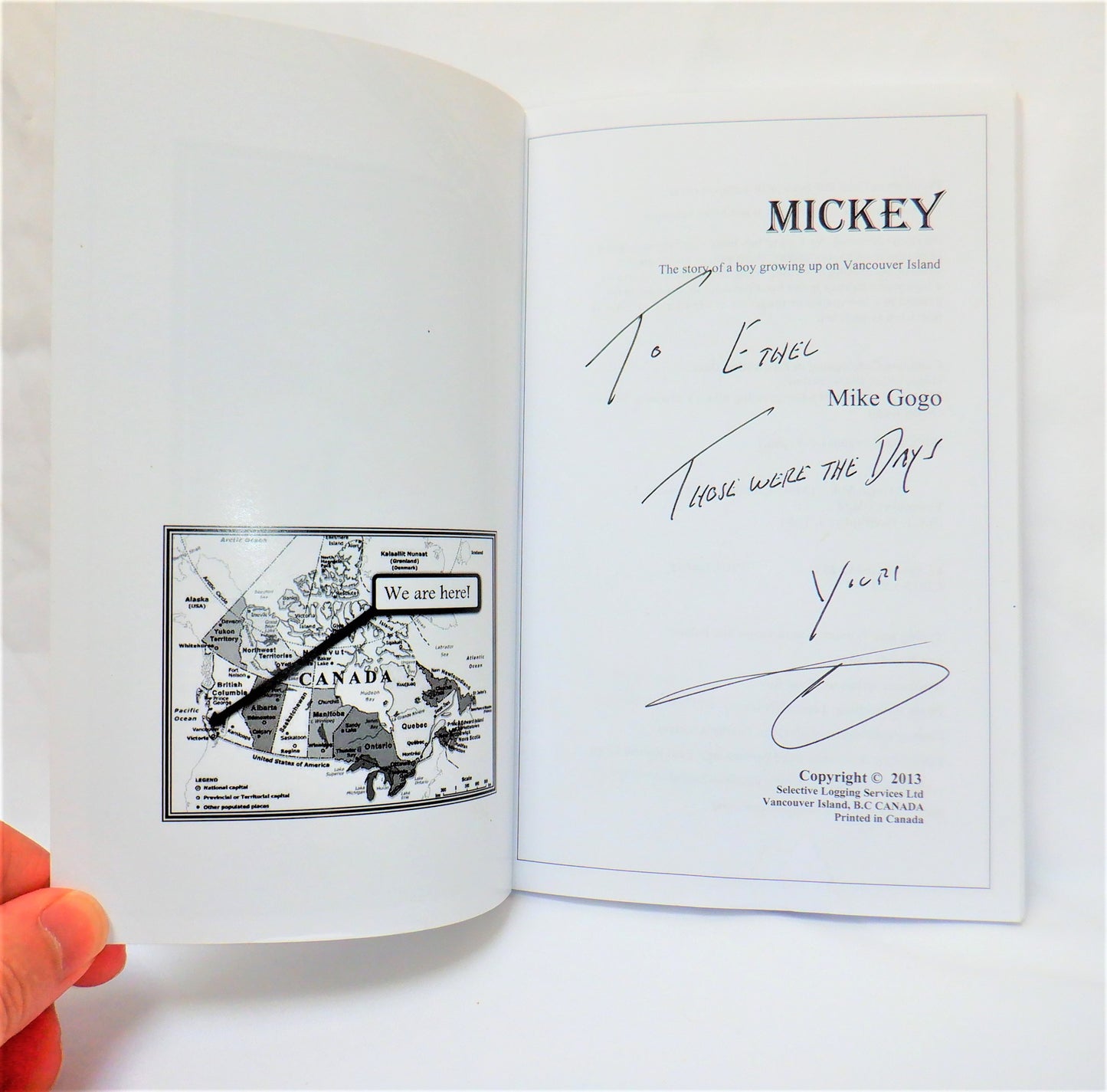 MICKEY, The Story of a Boy Growing up on Vancouver Island, by Mike Gogo (1st Ed. SIGNED)