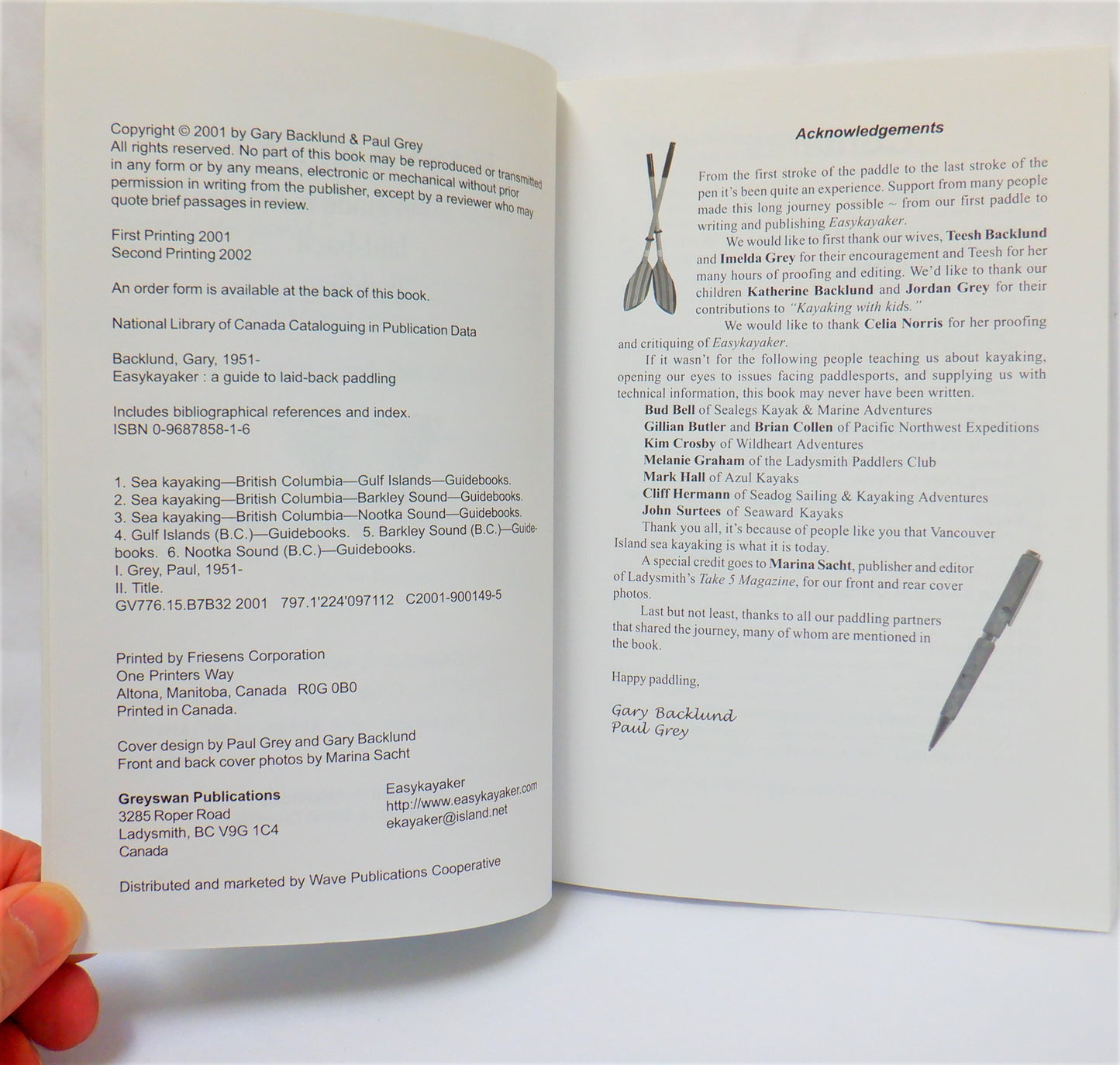 EASYKAYAKER, A Guide to Laid-Back Vancouver Island Paddling, by Paul Grey & Gary Backlund, 2002