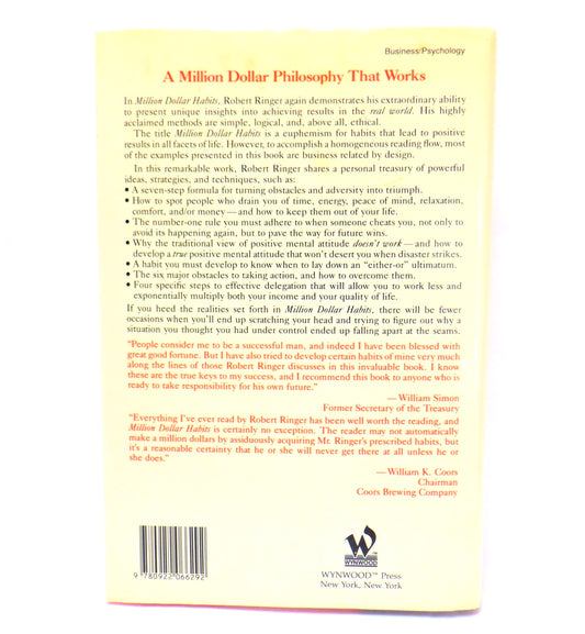 MILLION DOLLAR HABITS, A Positive Results Book by Robert J. Ringer (1990 1st Ed.)