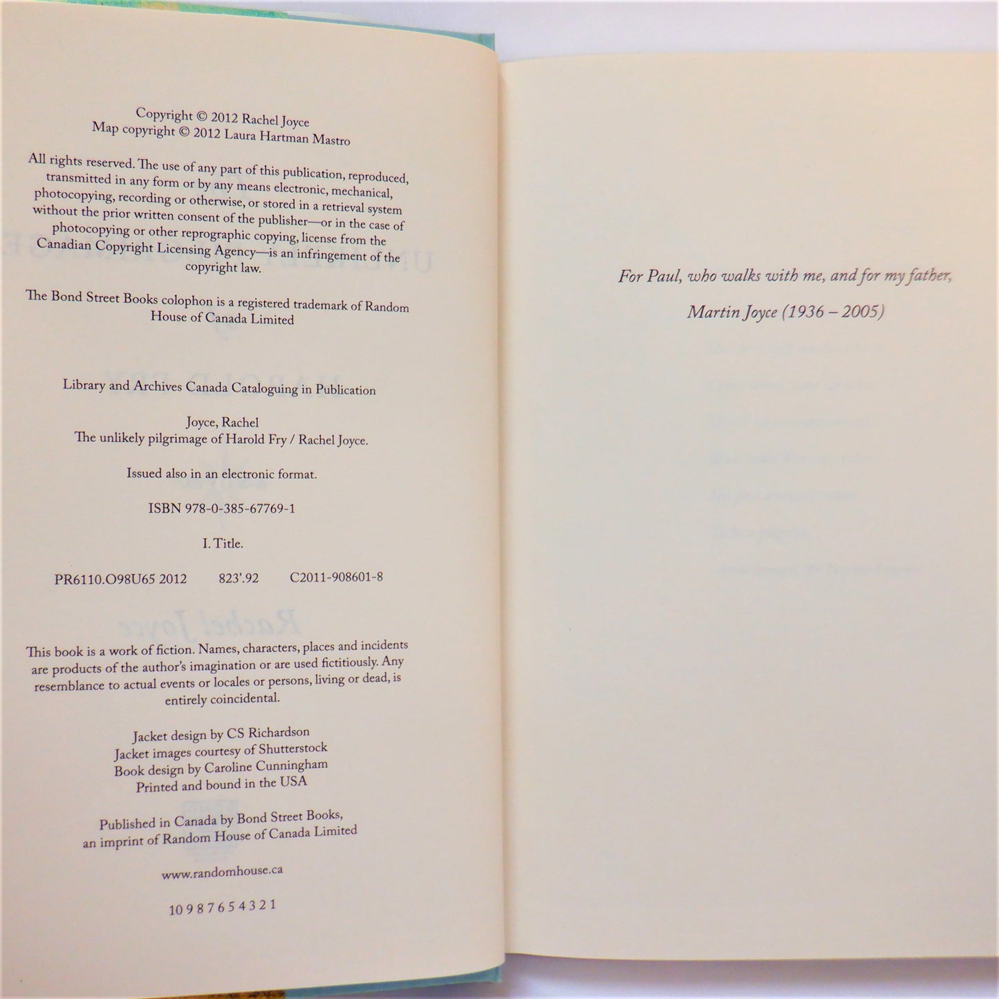 THE UNLIKELY PILGRIMAGE OF HAROLD FRY, The Premier Novel by Rachel Joyce (2012 1st Ed.)