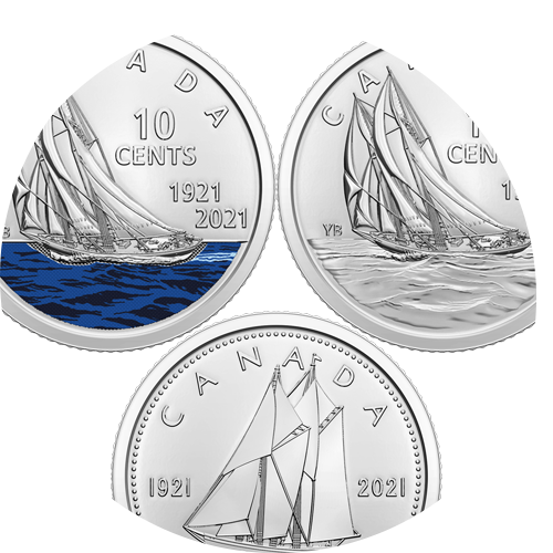 2021 Canadian 10-Cent Special Wrapped 3-ROLL COLLECTION: 100th Anniversary of The Bluenose
