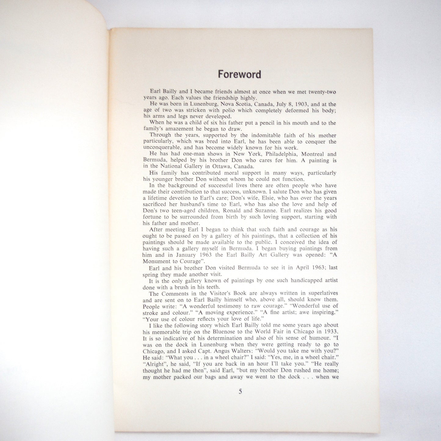 EARL BAILLY, HIS TRIALS AND TRIUMPHS, A Biography by Eugene W. Outerbridge, (1967-RARE Signed by Earl Bailly!)