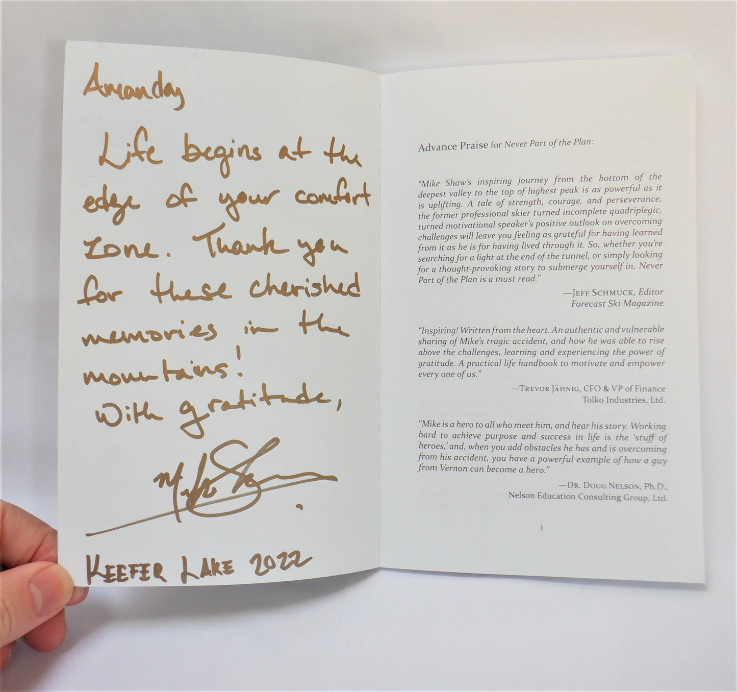 NEVER PART OF THE PLAN, A Story of Courage Resilience Gratitude by Mike Shaw (1st Ed. SIGNED)
