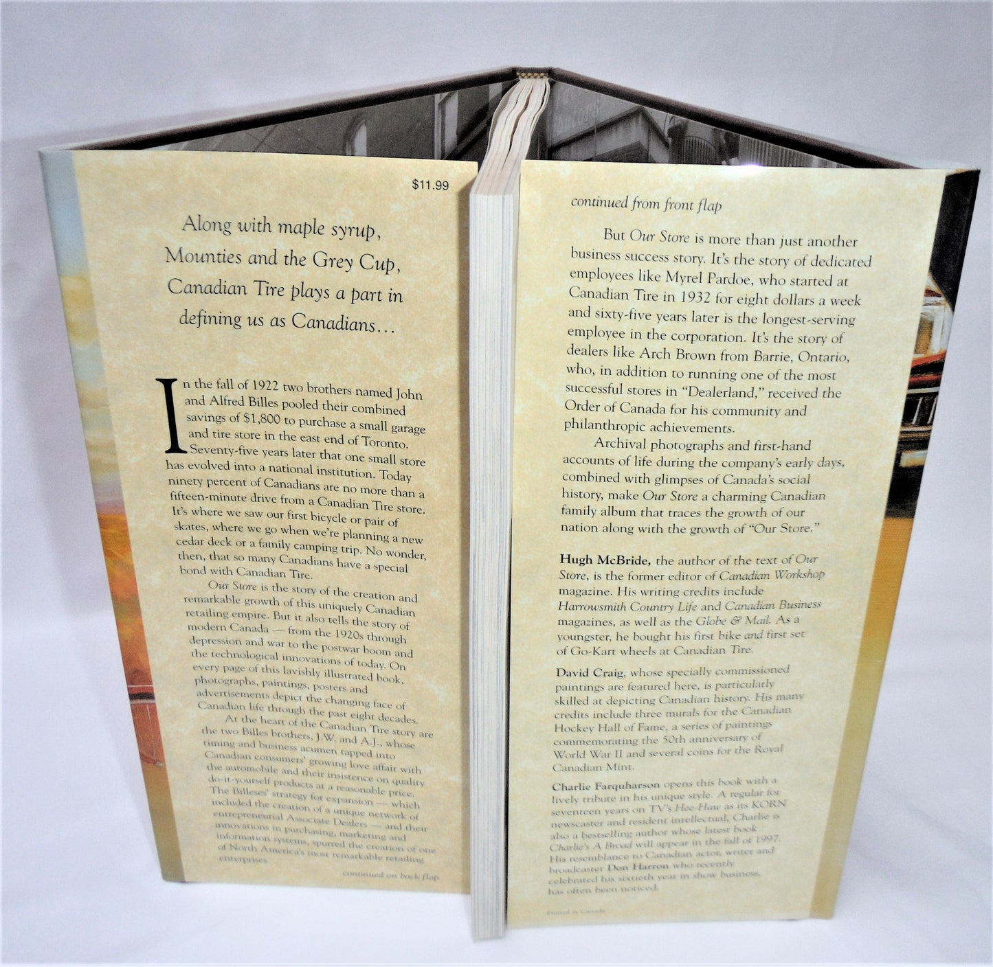 OUR STORE…75 YEARS OF CANADIANS AND CANADIAN TIRE, by Hugh McBride & David Craig. Introduced and Signed by Charlie Farquharson! (1st Ed. SIGNED)