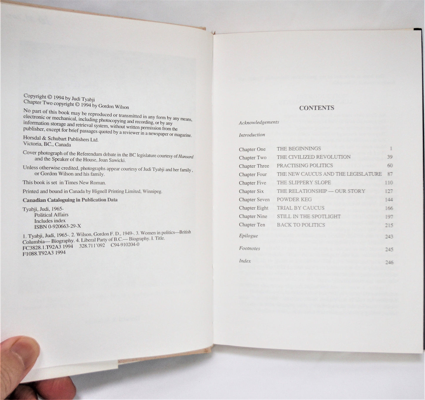 POLITICAL AFFAIRS, by Judi Tyabji, with a Chapter by Gordon Wilson (1st Ed. SIGNED)