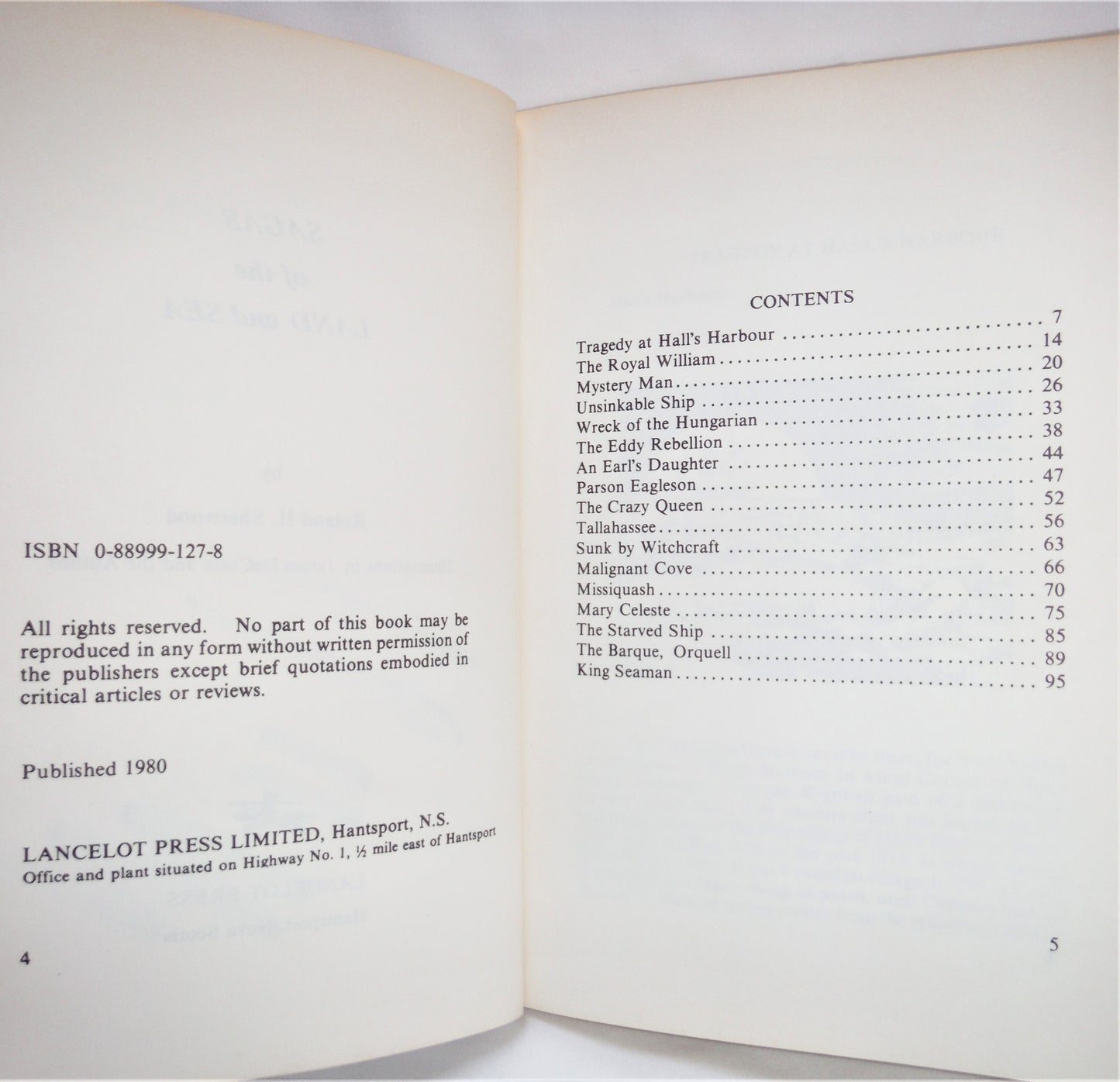 SAGAS OF THE LAND AND SEA, Nova Scotia Tales by Master Story Teller Roland H. Sherwood (1st Ed. SIGNED)