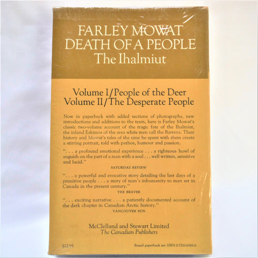 FARLEY MOWAT RARE! BRAND NEW CANADIAN 2-BOOK BOXED SET: Death of a People, The Ihalmiut Vol I & Vol II (1976-1st Ed.)