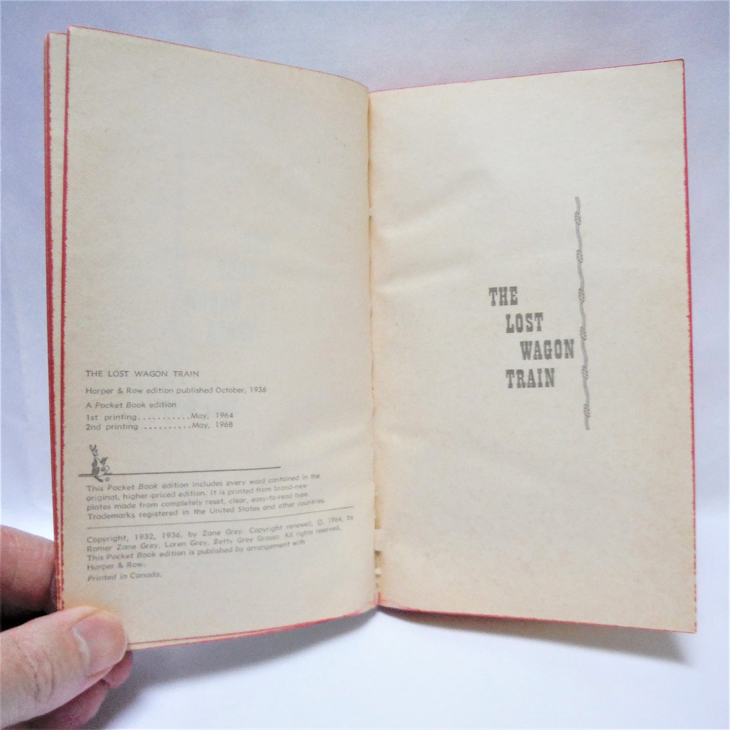 THE LOST WAGON TRAIN, by Zane Grey (Canadian Pocket Book Edition, 1968)