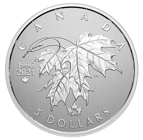 2021 Canadian $5-Dollar Pure Silver Coin: 25th Anniversary of Canada's Arboreal Emblem 'OUR BELOVED MAPLE'